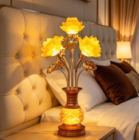 Lampe de table LED AC contemporaine en fer Lotus Buddha, écologique, pour la décoration de la chambre à coucher