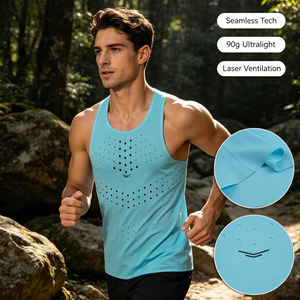 <strong>Men's</strong> 90g Ultralight Seamless Running Tank Top Hot-Press Tape Sealing Gym Vest Quick Dry Athletic <strong>Singlet</strong> <strong>for</strong> Marathon Workout - Product Image 1