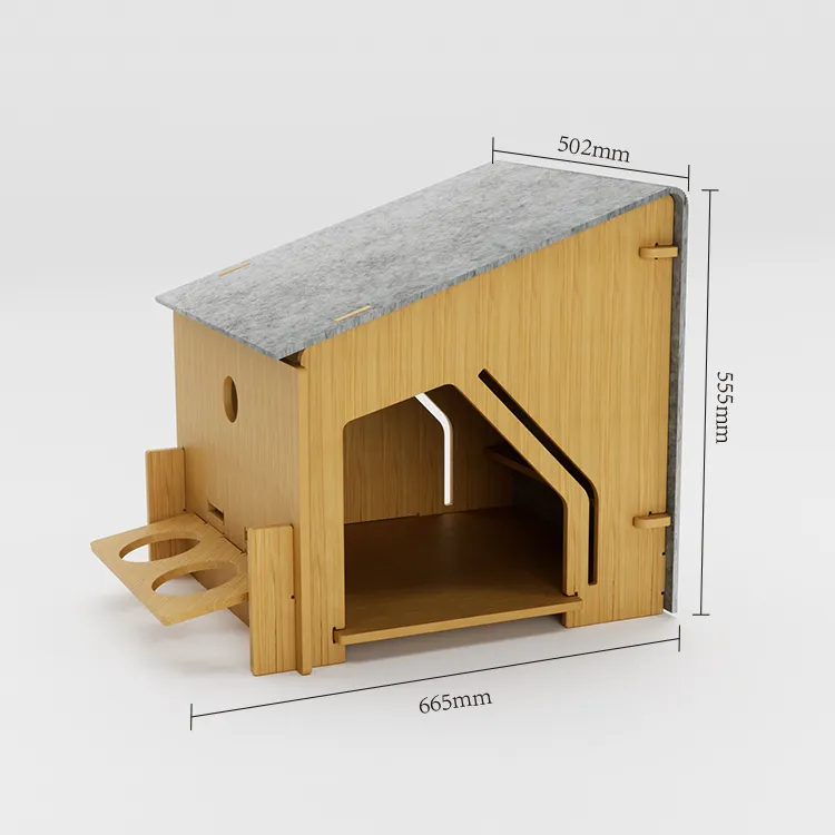 Maison de luxe en bois massif pour animaux de compagnie avec bambou pour chiens et chats nid de chat et cage pour chien meubles pour animaux de compagnie
