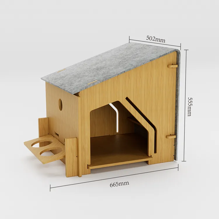 Massief Hout Luxe Indoor Dierenhuis Met Bamboe Voor Honden En Katten Kattennest En Hondennest Huisdiermeubelen