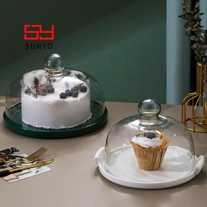 Food Refresh Storage <strong>Cake</strong> <strong>Dome</strong> Preserved Roses <strong>Glass</strong> Lid <strong>Dome</strong> <strong>Glass</strong> for Summer Restaurants - Product Image 2