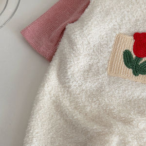 Conjunto de monos de felpa suave para niñas pequeñas con blusa rosa, 2 piezas de mono de invierno (ropa para niños pequeños) - Product Image 3