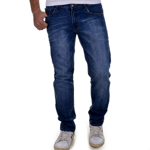 Jean pour homme personnalisé, nouveau modèle, coupe droite, taille haute, uni, respirant, grande taille, 100% coton - Product Image 1
