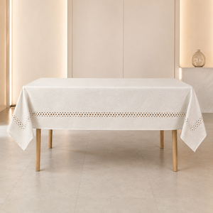 Custom Banquet Tablecloth Polyester Linen Look Laser Cut Rectangle <b>Table</b> <b>Cover</b> for Event Venue Wholesale - Product Image 1