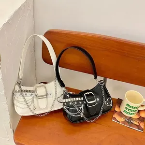 Y2K Cool Hot Girls Chain Shoulder Bag Casual Retro Women Underarm Bags Handbags Star Rivet Female Portable Phone Bags <b>Purse</b> - Product Image 6