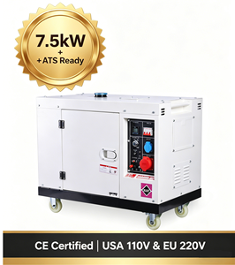 Generador Diésel Silencioso de 8KW 7.5kW 63dB con Certificación CE ISO, Monofásico 220V, Arranque Eléctrico para EE. UU., UE, África, Medio Oriente, Torres de Telecomunicaciones, Granjas, Almacenes Frigoríficos - Product Image 1