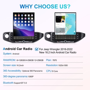 Navihua 16.2 Inch Multimedia Android Car Radio <b>Auto</b> Carplay Navigation <b>Auto</b> Head Unit Monitor for Jeep Wrangler JL 2018 2022 - Product Image 6