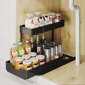 Organisateur de cuisine et de salle de bain pliable <span class=keywords><strong>à</strong></span> 2 niveaux, organisateur de bureau, support <span class=keywords><strong>à</strong></span> <span class=keywords><strong>épices</strong></span>, organisateur sous l'évier - Product Image 3