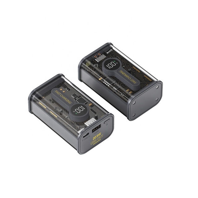 Fast Charging Type-C Output Transparent Power Bank with Digital Display PD22.5W PD Power Bank