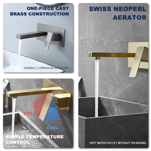 Wall Mount Concealed Basin Faucet Single Handle Brass Hot Cold Water For Hotels And Guesthouses - Product Image 4
