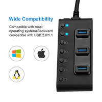 Hub USB haute vitesse 7-en-1 avec interrupteur individuel Adaptateur 3.0 5Gbps pour ordinateur portable Hubs USB Stock de transfert de données multi-ports disponible