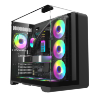 Boîtier de PC en verre trempé panoramique à arc circulaire de bureau avec tour complète armoire cpu atx refroidissement boîtier d'ordinateur de jeu