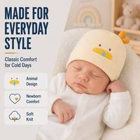 Gorro de Bebé Recién Nacido con Estampado Animal y Orejas de Animal, Gorros de Algodón Suave para Bebés, Venta al Por Mayor Directa de Fábrica, Listo para Enviar