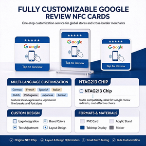 Tarjeta NFC <span class=keywords><strong>de</strong></span> Reseñas <span class=keywords><strong>de</strong></span> Google Versión Polski, Logotipo y Enlace Personalizados, OEM ODM para Restaurantes, Salones y Hoteles - Product Image 6
