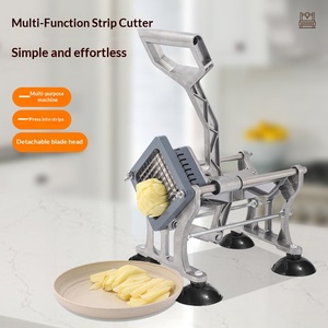 Coupe-frites manuel en alliage d'aluminium avec base à ventouse et lames interchangeables en acier inoxydable - Product Image 1