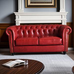 חום קלאסי שעווה עור אדום ערפילד מלון ספה ריהוט סיגרים בר קפה אמריקאי הישן רטרו 1 + 2 + 3 ספה - Product Image 2