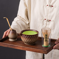 Ensemble de théière et fouet à matcha de style japonais Star Diamond, bol à thé en céramique gaufré, fouet, base et support pour brosse pour la cérémonie du thé