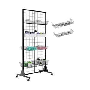 Portable Eco-Friendly Powder Coated 5-Layer <strong>Grid</strong> <strong>Wall</strong> Panels 2' X 5.5' Floor Standing Detachable <strong>Display</strong> <strong>Stand</strong> - Product Image 2