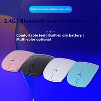 Mouse optik nirkabel 2.4G ultra-tipis, Mouse optik nirkabel BT dengan Logo yang dapat disesuaikan versi baterai AA terlaris dari pabrik LED USB Mini