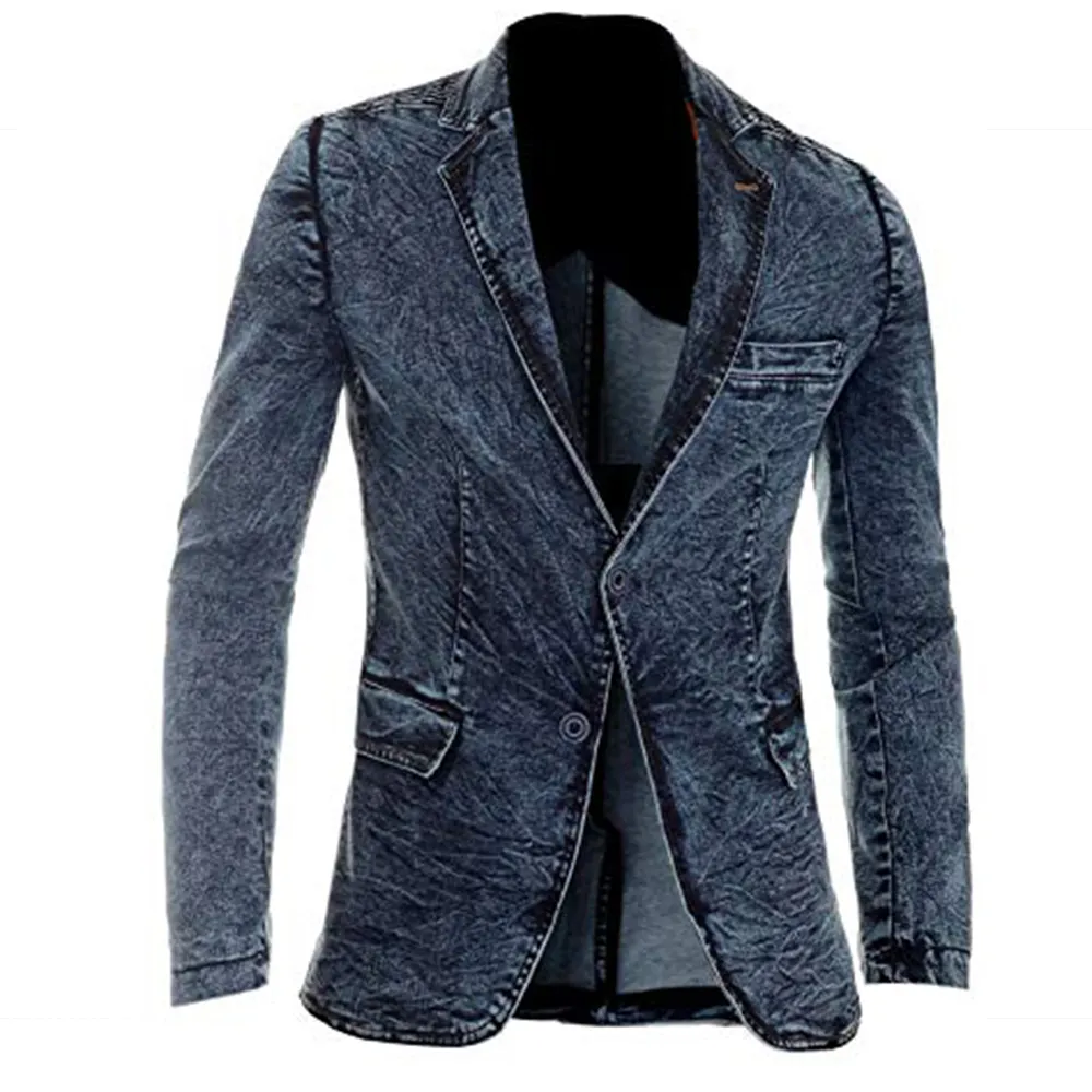 Newest custom mens denim blazer design jean jacket for men