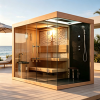 Sauna extérieur avec douche, chauffage au bois, sauna traditionnel à vapeur humide pour la maison, sauna sec intérieur, salle de vapeur humide