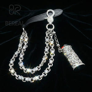 Cadena de billetera con colgante de moissanita VVS que pasa la prueba del diamante, estilo Hip Hop personalizado, de plata 925, con incrustaciones de circonitas, para estuche de encendedor, joyería fina para hombre - Product Image 1