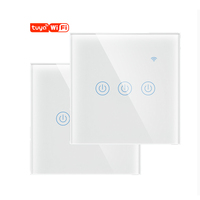 Interrupteur tactile en verre trempé Zigbee WiFi avec indicateur LED noir, interrupteur tactile sensible à la pression, panneau tactile