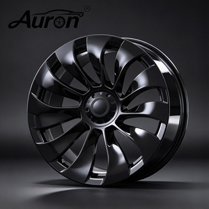 Nouvelle jante en alliage d'aluminium Auron 5.5x17 Noir brillant à lèvre usinée, multi-rayons, moulée, pour véhicule de tourisme, 26 pouces, avec boulons - Product Image 2