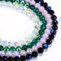 Perles rondes en cristal de verre à 96 facettes, multicolores, transparentes, en vrac, pour la fabrication de bijoux, bracelets et colliers DIY