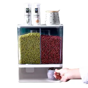 Wall Mounted Food Cereal Arroz Dispenser Cozinha Grande Capacidade Dividido Recipiente De Armazenamento De Grãos Seco Food Dispenser