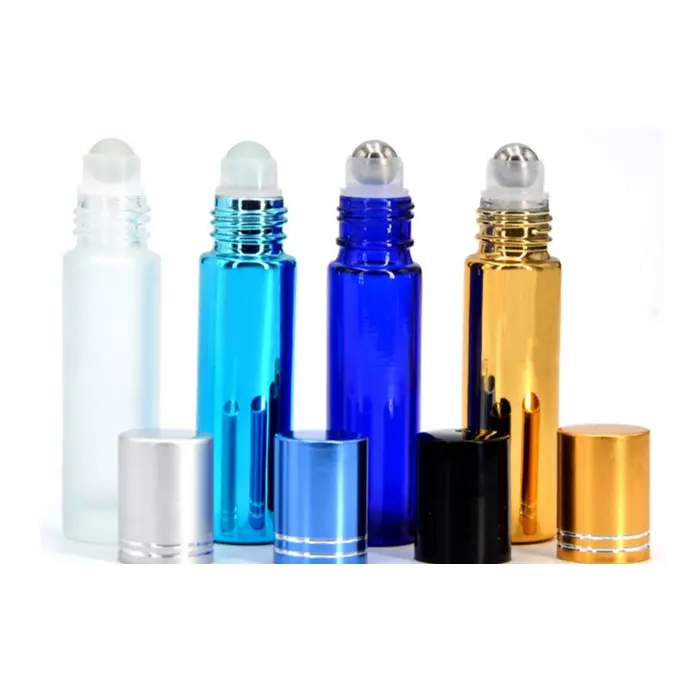 Bouteille en verre coloré de 8 ml, 10 ml, parfum pour les lèvres, huile essentielle, flacon en rouleau pour Tube cosmétique