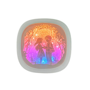 2025 Diy 3D Paper Cut Light Box Plastic Round Photo Frame Art Home Decor Promotional <strong>Gift</strong> <strong>Items</strong> for Handcraft Product - Product Image 1