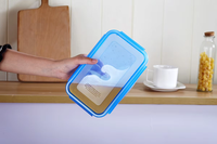Boîte de conservation alimentaire hermétique carrée en plastique sans BPA, réutilisable, pour sandwichs glacés, type bento, avec couvercle, vente en gros pour la cuisine
