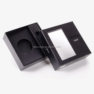 شعار مخصص فاخر أسود غطاء قابل للإزالة ومستحضرات التجميل مربع هدية التعبئة والتغليف مع نافذة واضحة - Product Image 3