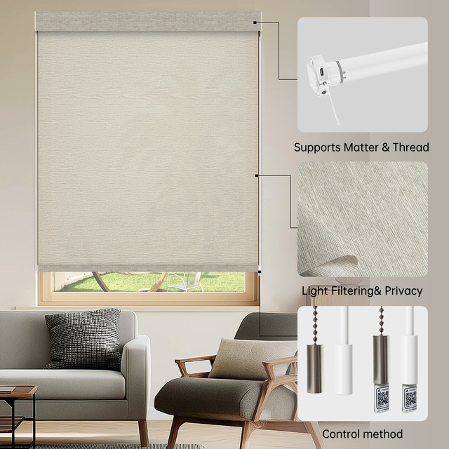 Powered by Eve Motionblinds Smart & Easy Connect. Waterproof Blackout Outdoor Motor Blinds with Remote
