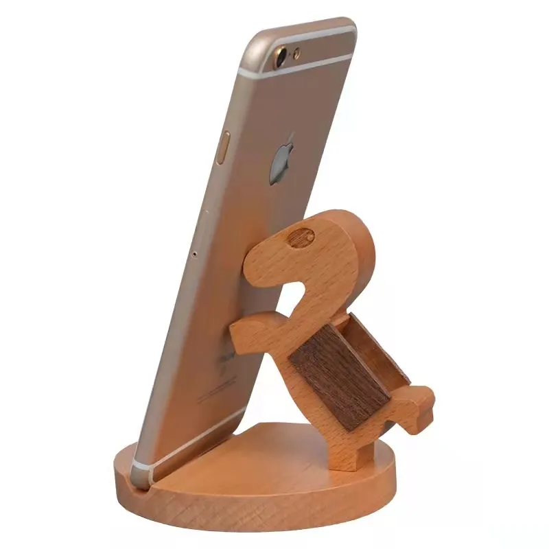 Cartoon Wooden Phone Stand Animal Shape Wooden Cell Phone Holder Works With All Phone Models And Tablets
