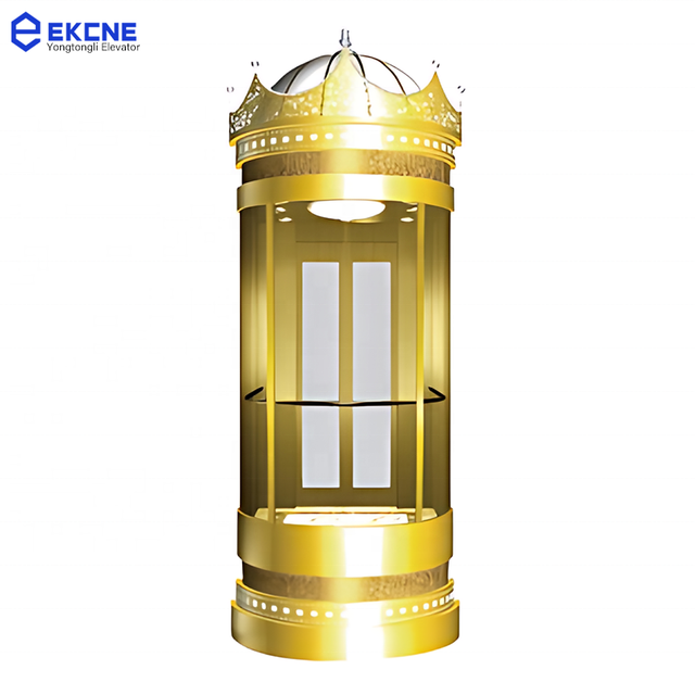 Reliable Performance 1000kg Commercial Observation Elevator LED Interior Lighting Permanent Magnet Host Panoramic Elevator