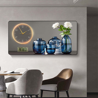 Horloge murale 3D de luxe, décor de maison, calendrier, aiguilles, fonctionne à piles, silencieuse, pratique, en cristal, porcelaine, papier décoratif, peinture