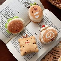 Porte-clés en peluche en forme de pain, sandwich, hamburger, pendentif décoratif, motif dessin animé alimentaire, écologique, vente en gros