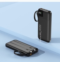 Nouvelle Arrivée Vente en Gros Batterie Externe à Charge Rapide 66W avec Câble Intégré 20000 mAh Grande Capacité Affichage Numérique Logo Personnalisé Mobile