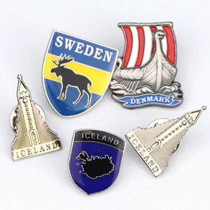 China Factory Soft Emaille Benutzer definierte Logo Sicherheit Schweden Dänemark Island Souvenir Metall Anstecknadel Abzeichen - Product Image 1