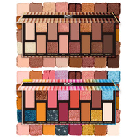Popfeel Fard à paupières multicolore 15 couleurs, lumineux, scintillant, imperméable, haute pigmentation, minéral, longue tenue, sans cruauté, pour tous les types de peau