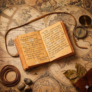 Carnet en cuir fait main avec carte du monde vintage, journal gaufré et pages à bords festonnés - Product Image 4