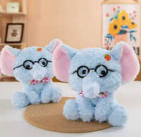 Nouvelle paire de lunettes tendance avec un jouet en peluche en forme d'éléphant. Poupée de dessin animé mignonne.