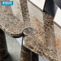 Table Console en marbre marron foncé de Style luxe avec deux pieds pour entrer dans le hall salon hôtel salle à manger décor à la maison