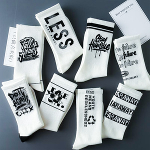 <b>Socks</b> White Cotton Letter Print Breathable Casual Daily Wear Adult Summer <b>Socks</b> - Product Image 3