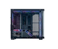 Boîtier d'ordinateur de jeu ATX Mid-Tower en verre double face noir avec ventilateur RGB, châssis pour montage personnalisé