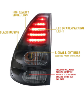 FEUX ARRIÈRE DE FEU ARRIÈRE À LED NOIR FUMÉ POUR 2003-2009 TOYOTA PRADO LAND CRUISER FJ120 - Product Image 2