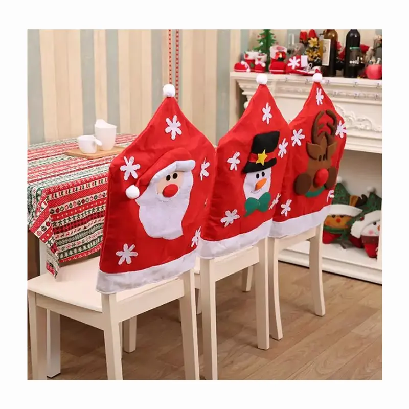 Wholesale Red non-woven Christmas chair cover Christmas table decoration Christmas hat party event decoration