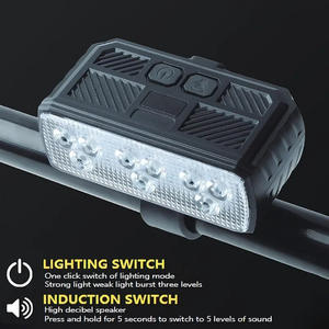 Nueva Linterna de Trabajo Portátil de 9 <span class=keywords><strong>LED</strong></span> ABS, Resistente al Agua, Recargable, con 4 Modos, Duradera, con Altavoz de 120 Decibeles para <span class=keywords><strong>Bicicleta</strong></span> - Product Image 3